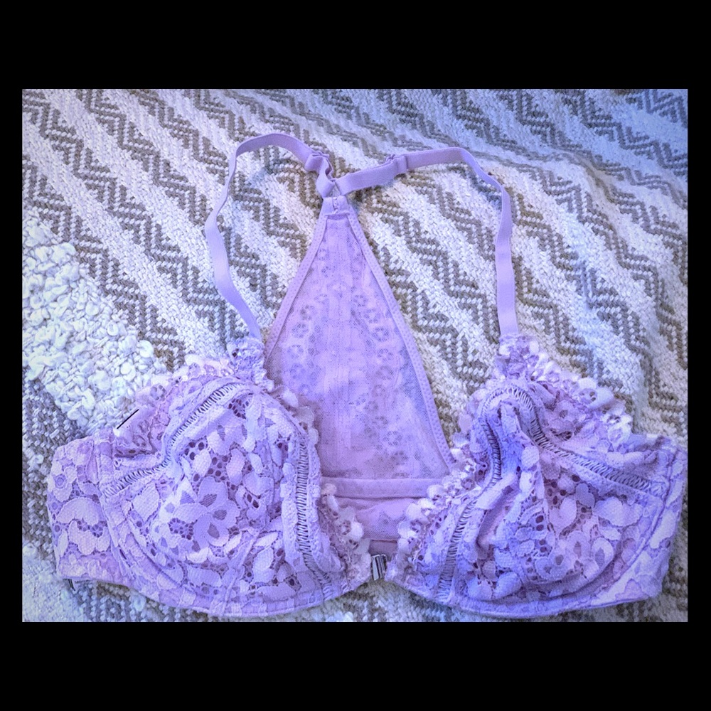 Victoria Secret Lavender Lace Halter Back Bra 36C